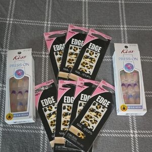 Kiss Press-On Nails and Edge Leopard Nail Strips Set